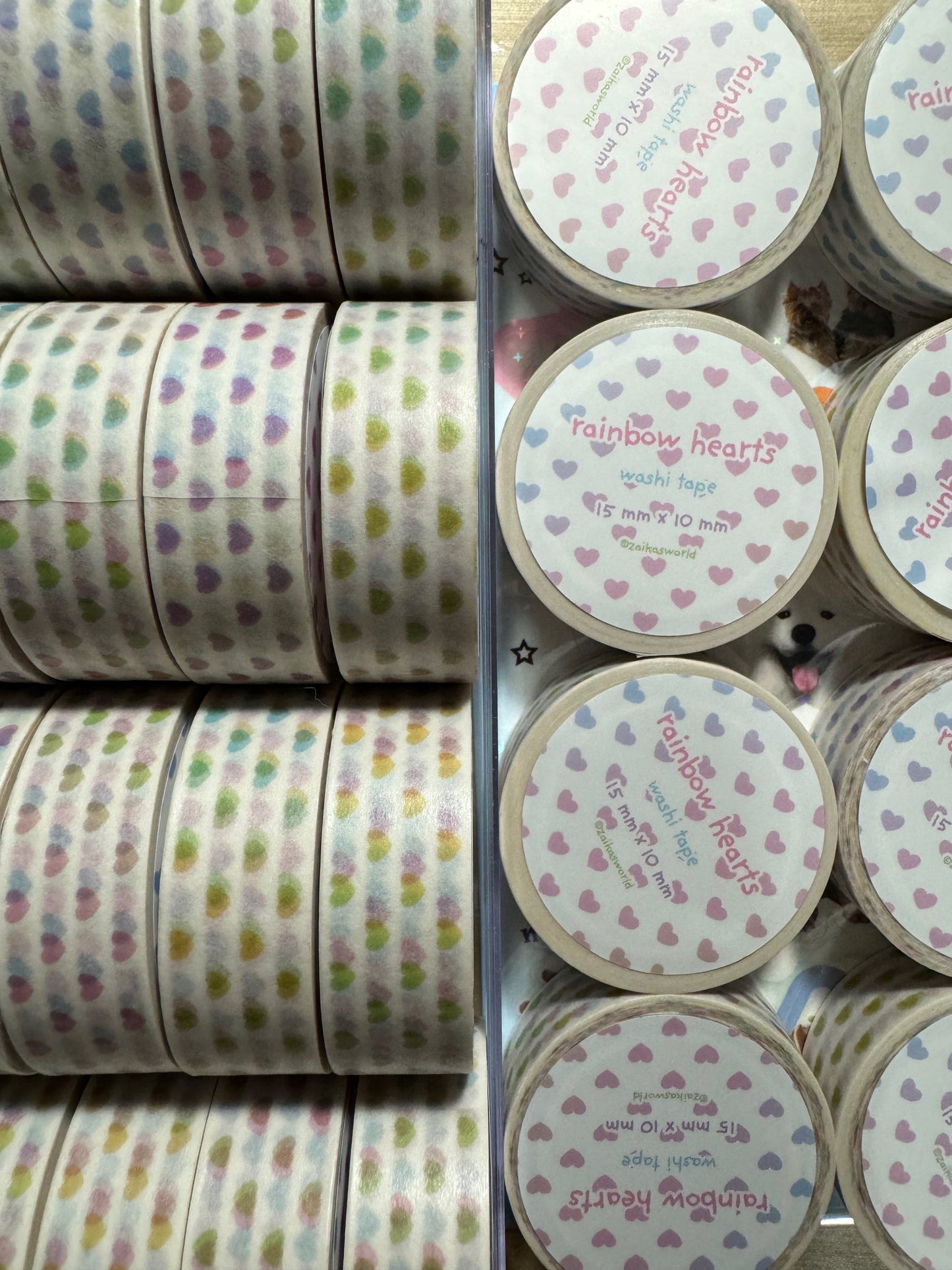 rainbow hearts: washi tape