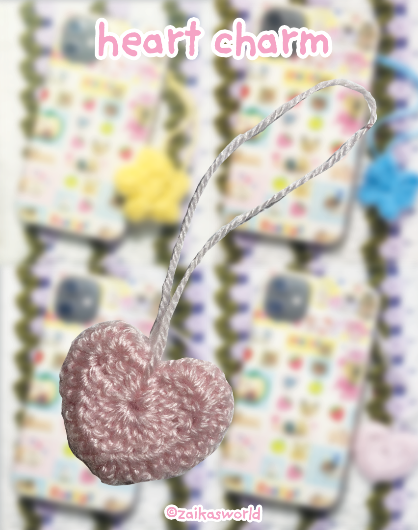 hearts: crochet charms
