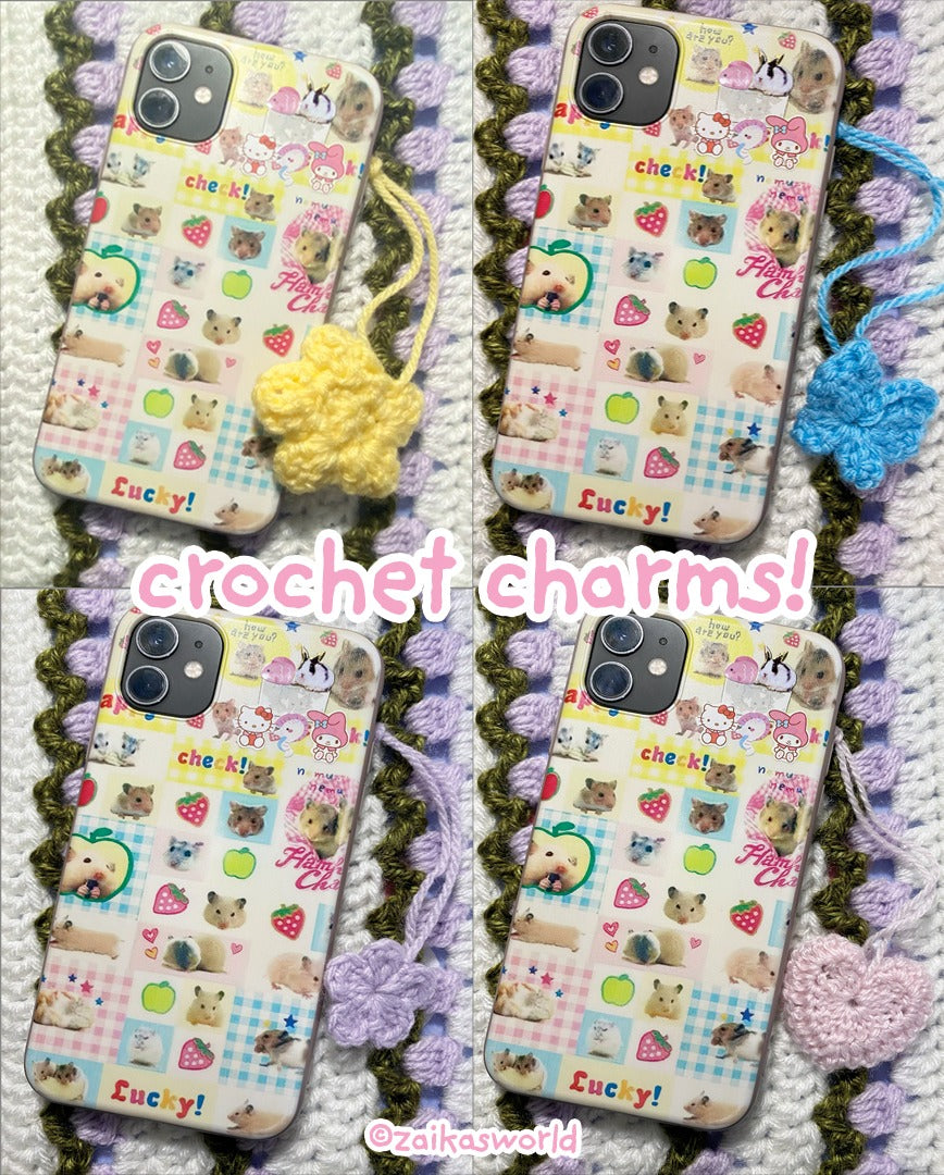 hearts: crochet charms