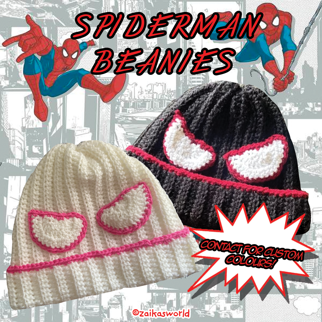 spiderman beanies: crochet beanies