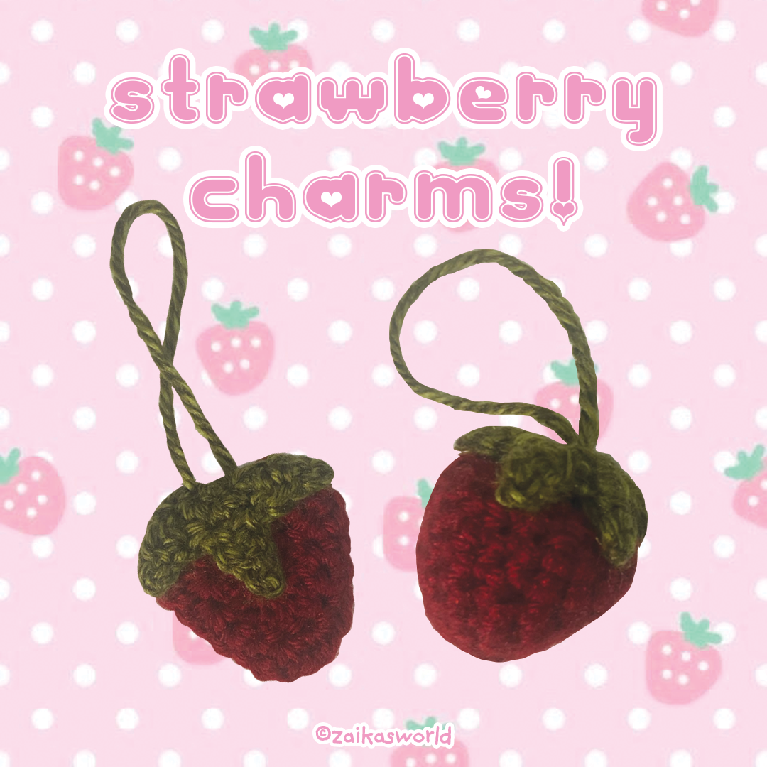 strawberries: crochet charms