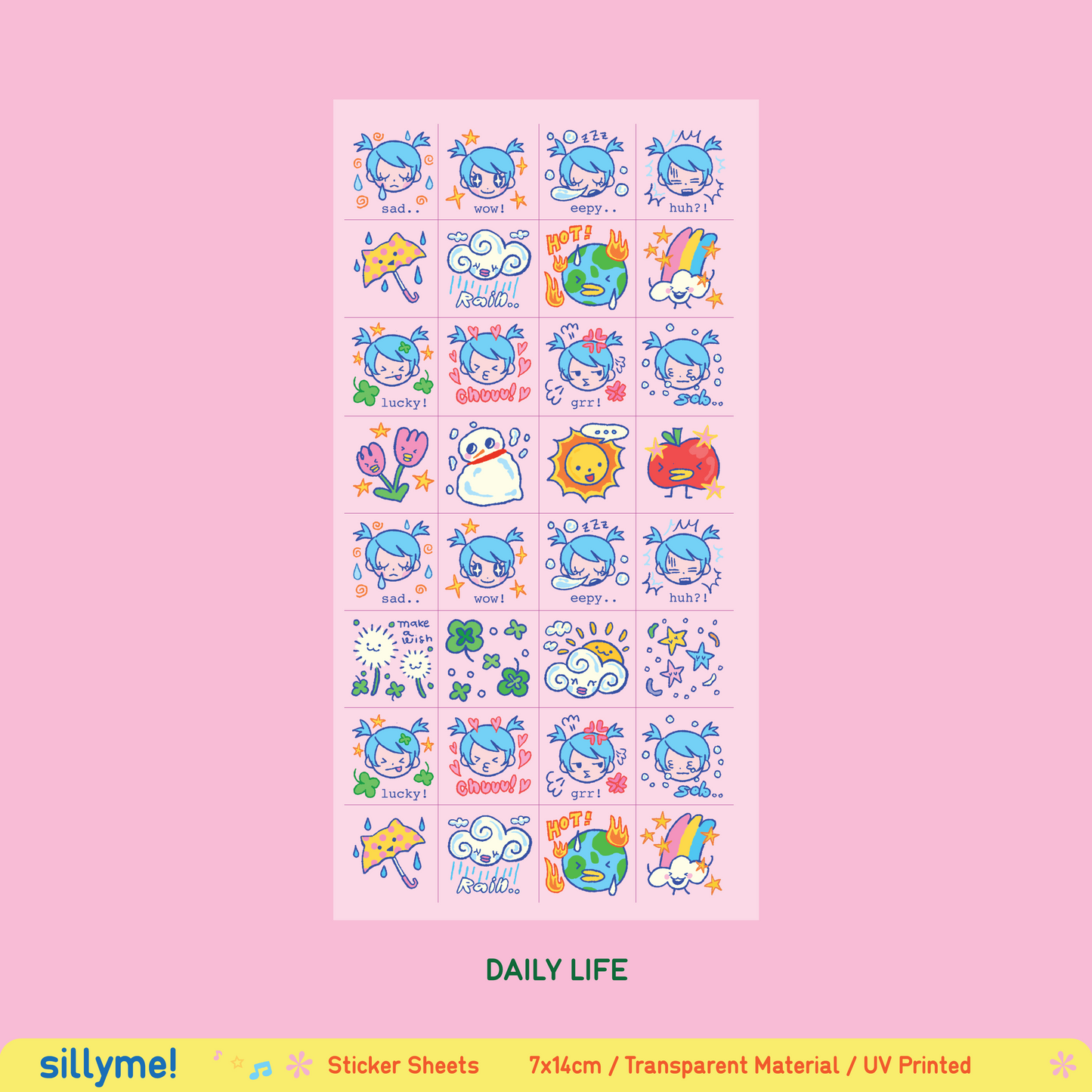 sillyme: daily life sticker sheet