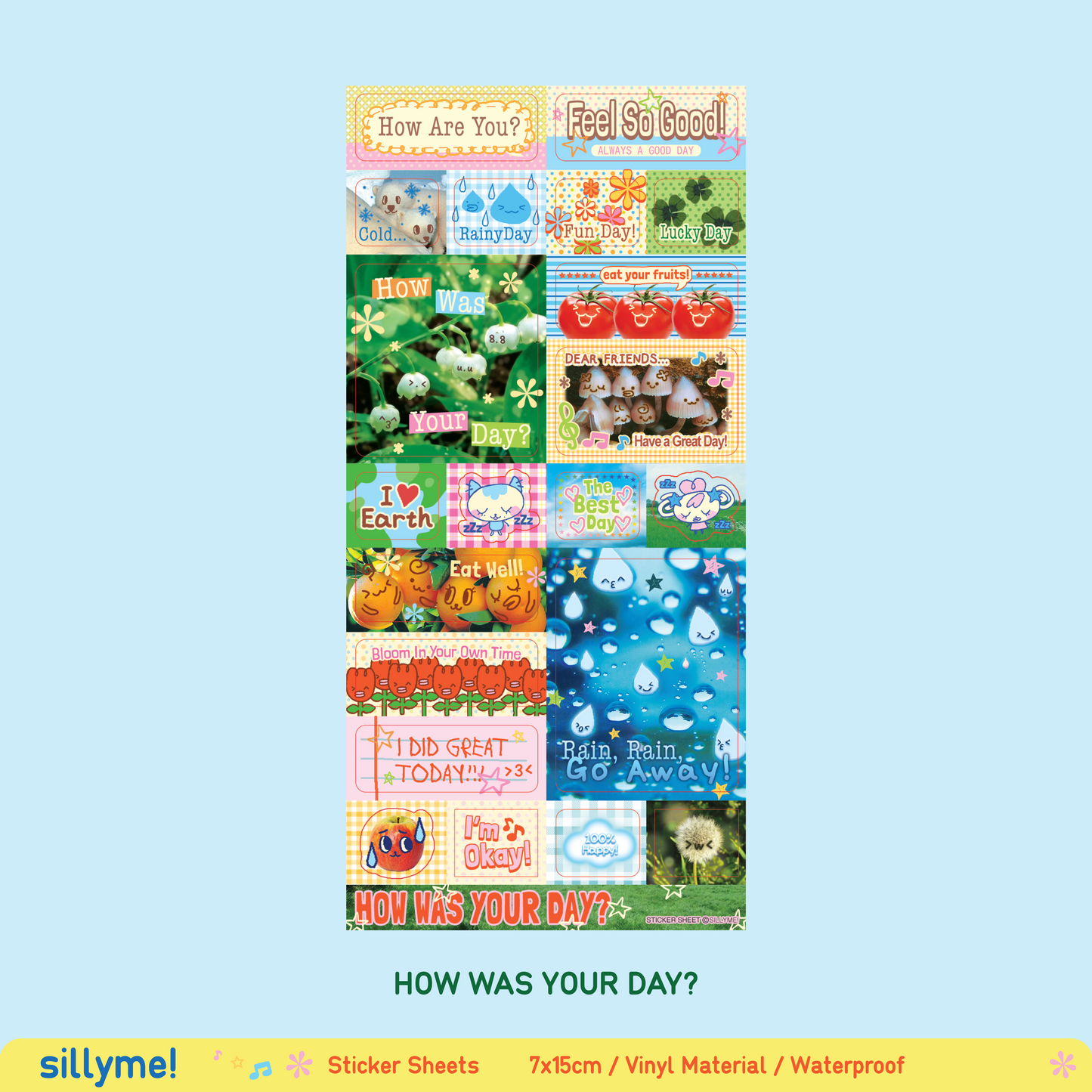 sillyme: how was your day sticker sheet