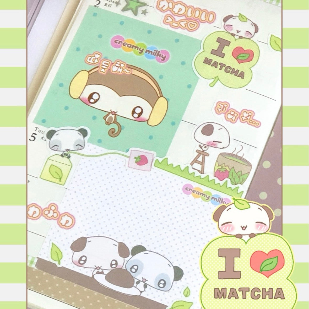 creamy milky: Choco Matcha Friendship sticker sheet