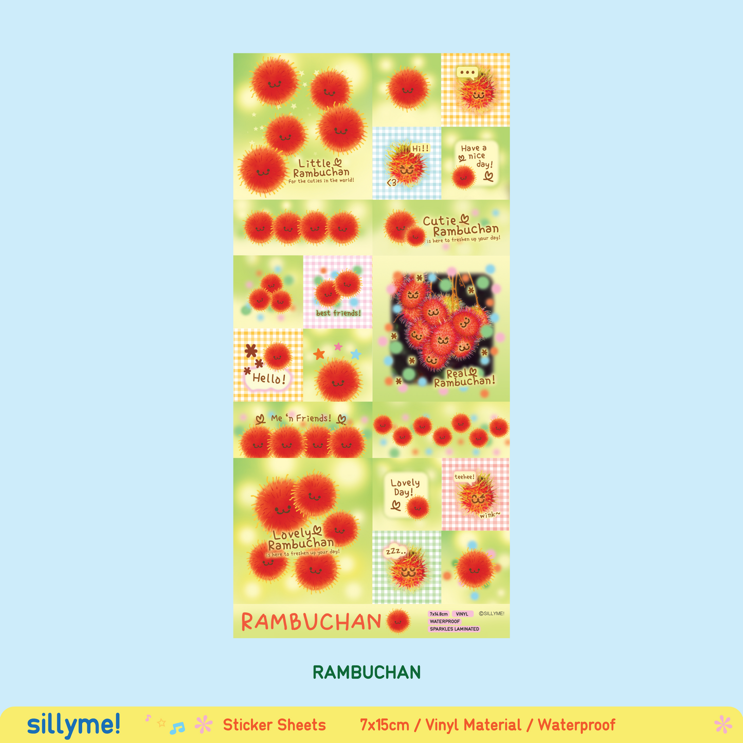 sillyme: rambuchan sticker sheet