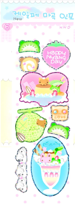 happy_nyang_day: Hologram Dessert sticker sheet