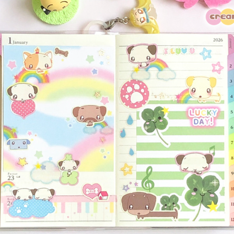 creamy milky: Puppy's Day sticker sheet