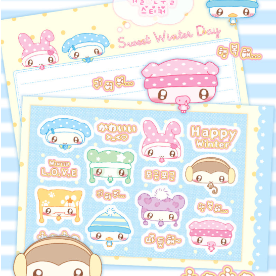 creamy milky: Winter Friends sticker sheet