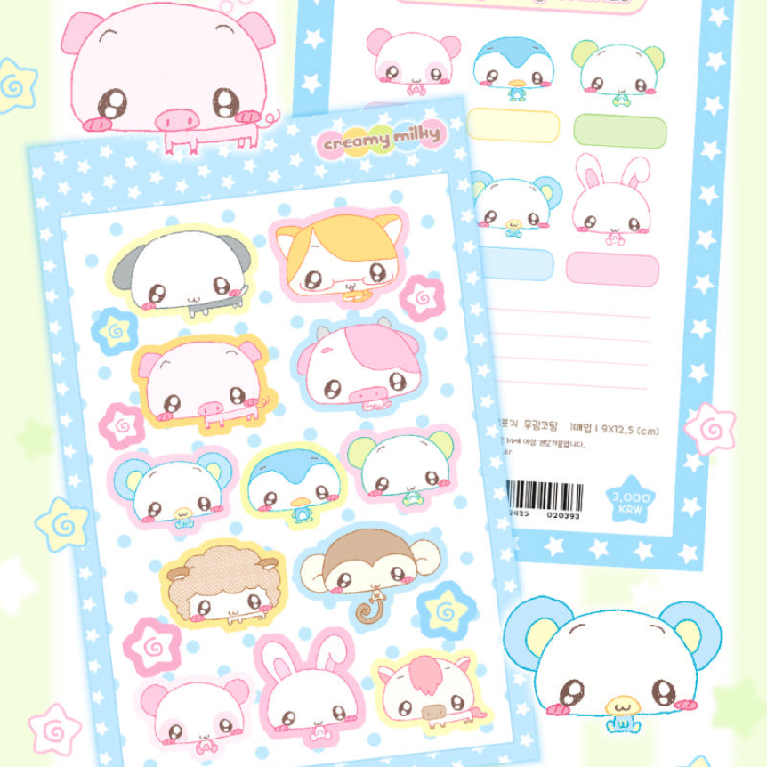 creamy milky: Creamy Friends sticker sheet
