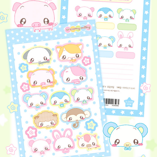 creamy milky: Creamy Friends sticker sheet