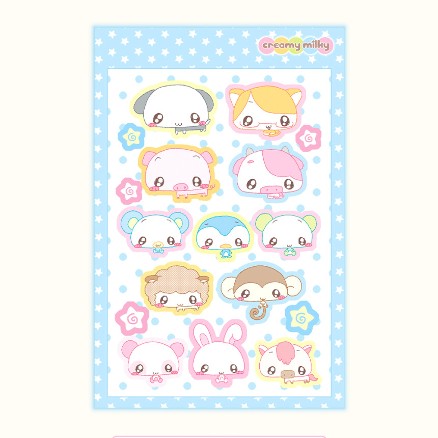 creamy milky: Creamy Friends sticker sheet