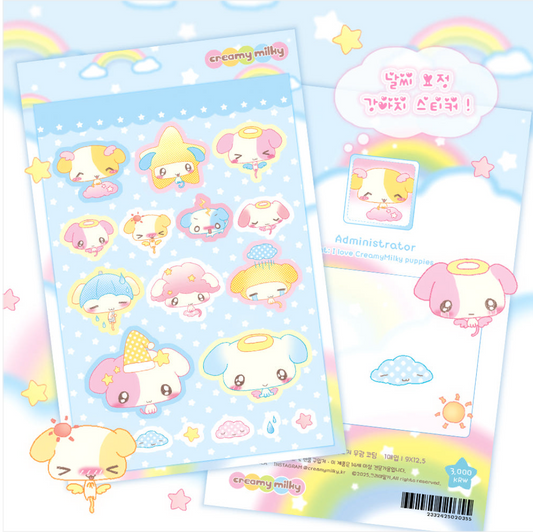 creamy milky: Weather Fairy Puppy sticker sheet