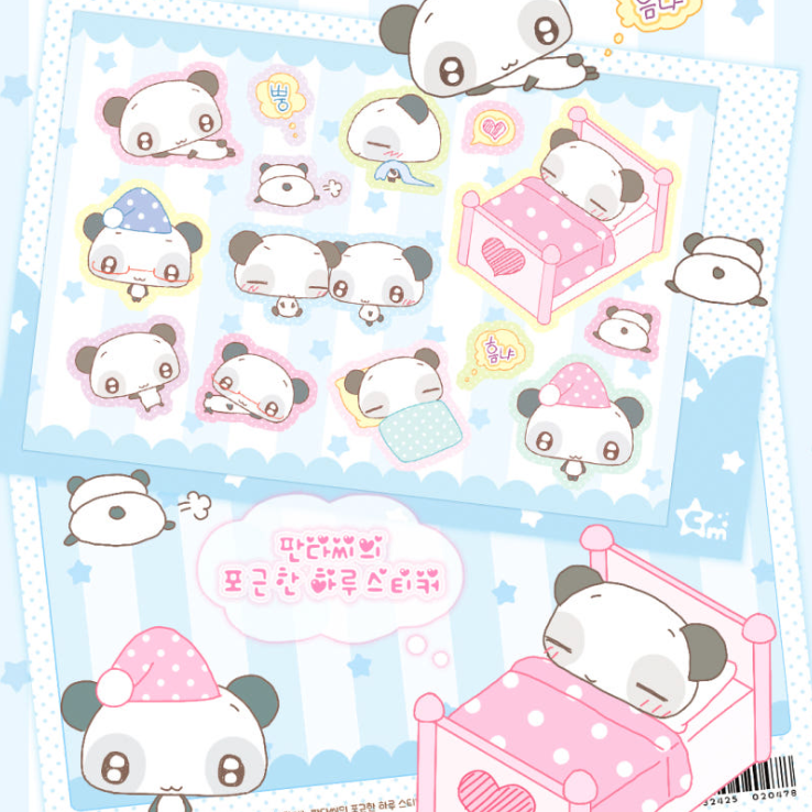 creamy milky: Panda's Cozy Day sticker sheet