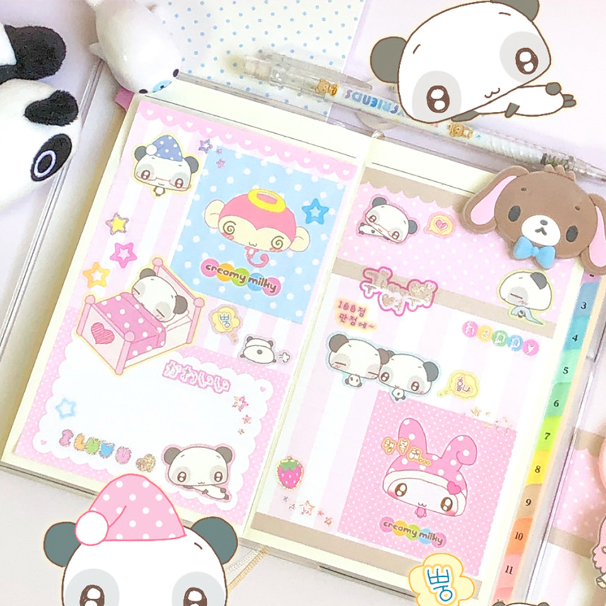 creamy milky: Panda's Cozy Day sticker sheet
