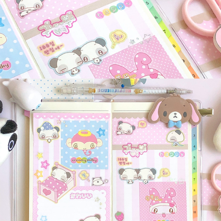creamy milky: Panda's Cozy Day sticker sheet