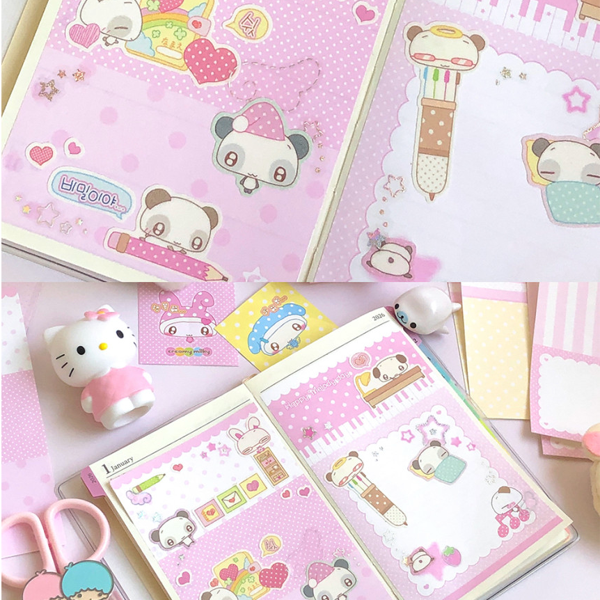 creamy milky: Panda's Cozy Day sticker sheet