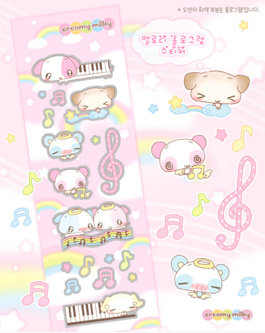 creamy milky: Melody Hologram sticker sheet