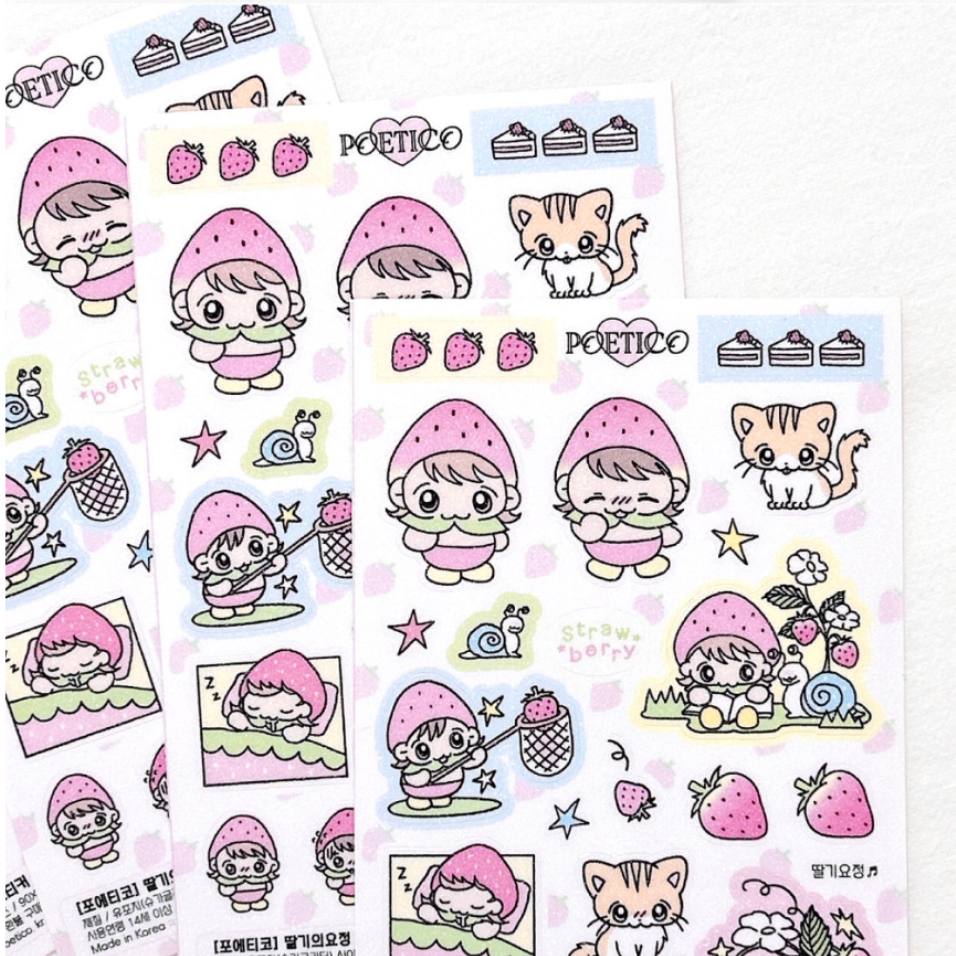 poetico: strawberry fairy sticker sheet
