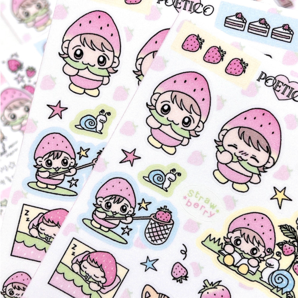 poetico: strawberry fairy sticker sheet