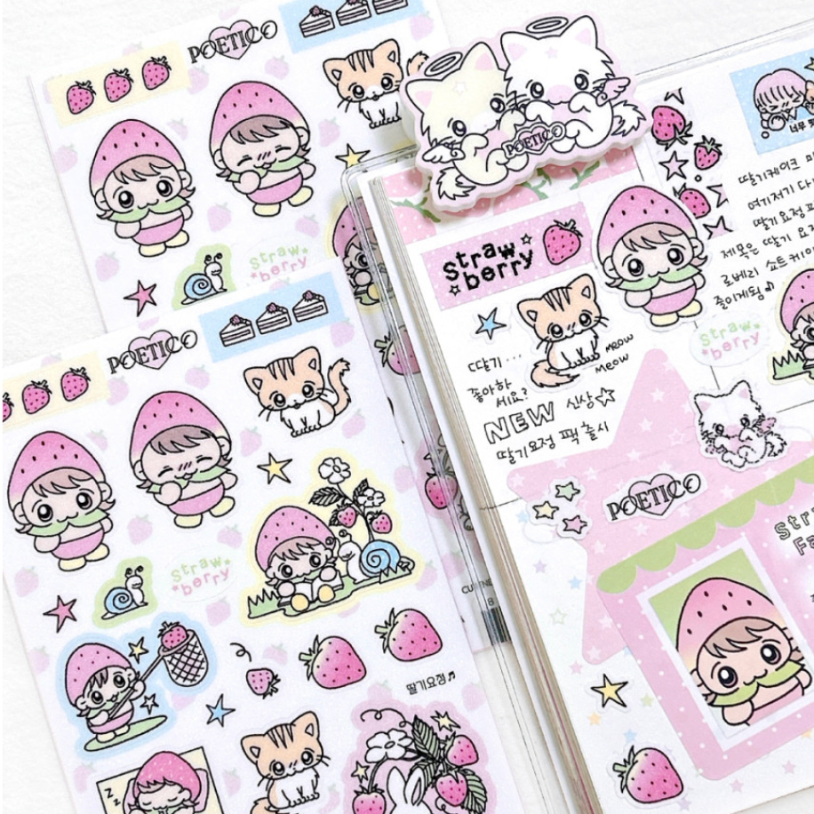 poetico: strawberry fairy sticker sheet