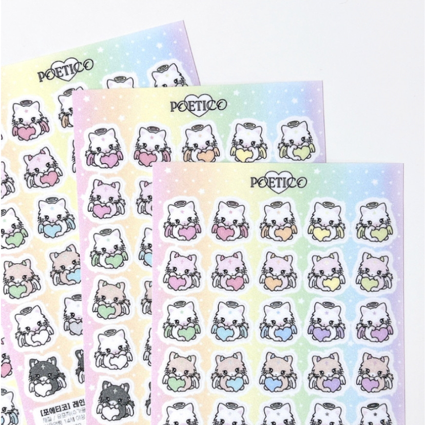 poetico: rainbow cat sticker sheet