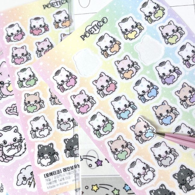 poetico: rainbow cat sticker sheet