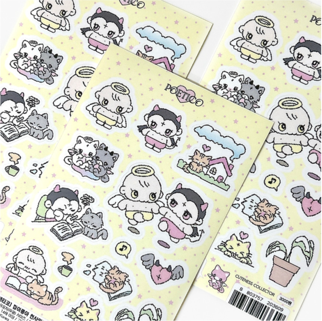 poetico: i like home angel devil sticker sheet