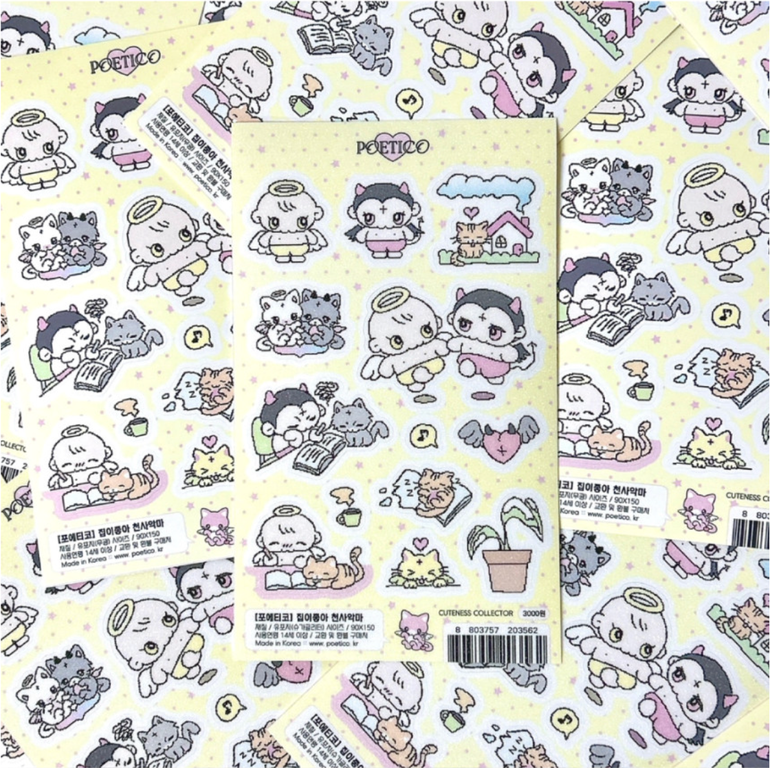 poetico: i like home angel devil sticker sheet