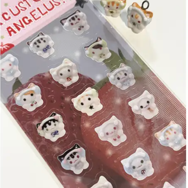 byeolsase: headset cat apartment sticker sheet